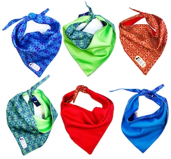 Foto 1 | Foto 1 | Kit 3 Bandanas Artesanales Para Perro Bff 001-huichol Azul Paliacate Doble Vista 6 Looks Diferentes.