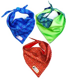 Foto 2 | Foto 2 | Kit 3 Bandanas Artesanales Para Perro Bff 001-huichol Azul Paliacate Doble Vista 6 Looks Diferentes.