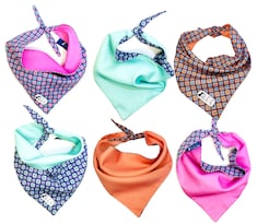 Kit 3 Bandanas Artesanales Para Perro Bff 005-rombos Rosa Paliacate Doble Vista 6 Looks Diferentes.