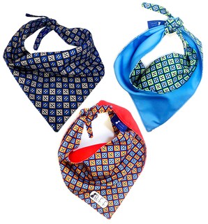 Foto 3 | Foto 3 | Kit 3 Bandanas Artesanales Para Perro Bff 006-rombo Azul Paliacate Doble Vista 6 Looks Diferentes.