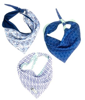 Foto 2 | Foto 2 | Kit 3 Bandanas Artesanales Para Perro Bff 011b-floral Azul Paliacate Doble Vista 6 Looks Diferentes.