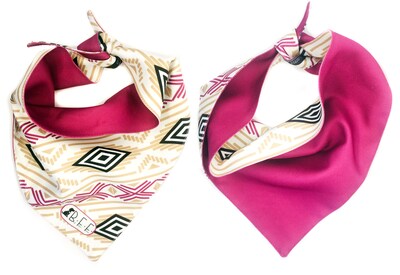 Foto 7 | Foto 7 | Kit 3 Bandanas Artesanales Para Perro Bff 013-boho Magenta Paliacate Doble Vista 6 Looks Diferentes.