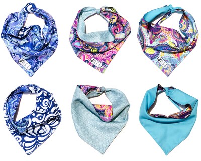 Foto 1 | Foto 1 | Kit 3 Bandanas Artesanales Para Perro Bff 016-paisley Paliacate Doble Vista 6 Looks Diferentes