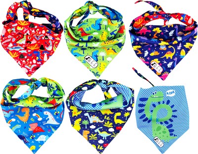 Foto 1 | Foto 1 | Kit 3 Bandanas Artesanales Para Perro Bff 032-dinosaurios Paliacate Doble Vista 6 Looks Diferentes.