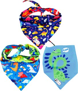 Foto 2 | Foto 2 | Kit 3 Bandanas Artesanales Para Perro Bff 032-dinosaurios Paliacate Doble Vista 6 Looks Diferentes.