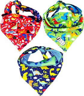 Foto 3 | Foto 3 | Kit 3 Bandanas Artesanales Para Perro Bff 032-dinosaurios Paliacate Doble Vista 6 Looks Diferentes.