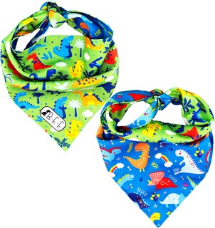 Foto 7 | Foto 7 | Kit 3 Bandanas Artesanales Para Perro Bff 032-dinosaurios Paliacate Doble Vista 6 Looks Diferentes.
