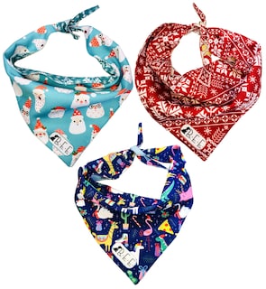 Foto 2 | Foto 2 | Kit 3 Bandanas Artesanales Para Perro Bff 026-fun Chirstmas Paliacate Doble Vista 6 Looks Diferentes.