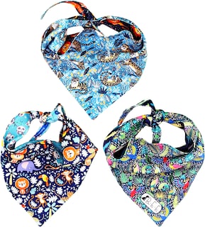 Foto 3 | Foto 3 | Kit 3 Bandanas Artesanales Para Perro Bff 028 - Selva - Paliacate Doble Vista 6 Looks Diferentes