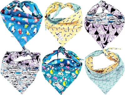 Foto 1 | Foto 1 | Kit 3 Bandanas Artesanales Para Perro Bff 034-animales Paliacate Doble Vista 6 Looks Diferentes.
