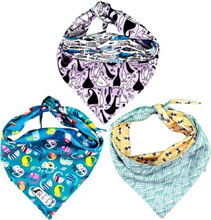 Foto 2 | Foto 2 | Kit 3 Bandanas Artesanales Para Perro Bff 034-animales Paliacate Doble Vista 6 Looks Diferentes.