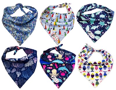 Foto 1 | Foto 1 | Kit 3 Bandanas Artesanales Para Perro Bff 024-sea - Paliacate Doble Vista 6 Looks Diferentes.
