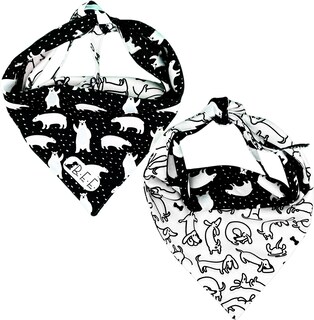 Foto 5 | Foto 5 | Kit 3 Bandanas Artesanales Para Perro Bff 031-blanco Y Negro Paliacate Doble Vista 6 Looks Diferentes.