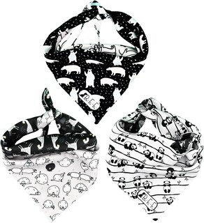 Foto 2 | Foto 2 | Kit 3 Bandanas Artesanales Para Perro Bff 031-blanco Y Negro Paliacate Doble Vista 6 Looks Diferentes.
