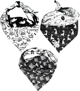 Foto 3 | Foto 3 | Kit 3 Bandanas Artesanales Para Perro Bff 031-blanco Y Negro Paliacate Doble Vista 6 Looks Diferentes.