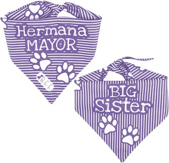 Foto 5 | Foto 5 | Kit 3 Bandanas Artesanales Para Perro Bff 040-hermana Mayor-lavanda Paliacate Doble Vista 6 Looks Diferentes.