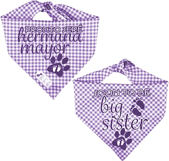 Foto 7 | Foto 7 | Kit 3 Bandanas Artesanales Para Perro Bff 040-hermana Mayor-lavanda Paliacate Doble Vista 6 Looks Diferentes.