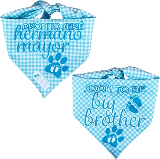 Foto 7 | Foto 7 | Kit 3 Bandanas Artesanales Para Perro Bff 040-hermano Mayor-azul Paliacate Doble Vista 6 Looks Diferentes.