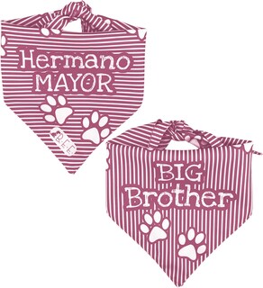 Foto 5 | Foto 5 | Kit 3 Bandanas Artesanales Para Perro Bff 040-hermano Mayor-vino Paliacate Doble Vista 6 Looks Diferentes.