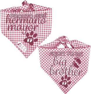 Foto 7 | Foto 7 | Kit 3 Bandanas Artesanales Para Perro Bff 040-hermano Mayor-vino Paliacate Doble Vista 6 Looks Diferentes.