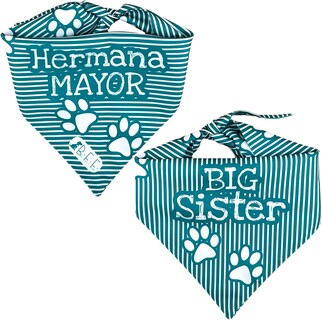 Foto 5 | Foto 5 | Kit 3 Bandanas Artesanales Para Perro Bff 040-hermana Mayor-agua-paliacate Doble Vista 6 Looks Diferentes.