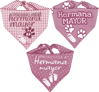 Foto 2 | Foto 2 | Kit 3 Bandanas Artesanales Para Perro Bff 040-hermana Mayor-vino Paliacate Doble Vista 6 Looks Diferentes.