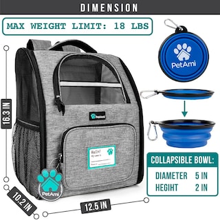 Foto 2 | Foto 2 | Mochila Para Perros Petami Para Gatos Y Cachorros De Hasta 8 Kg, Color Gris - Venta Internacional.