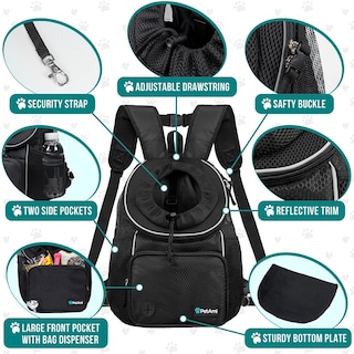 Foto 4 | Foto 4 | Mochila Transportadora De Pecho Para Mascotas Petami Ajustable Para Perros Y Gatos - Venta Internacional.