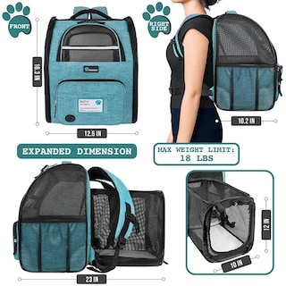 Foto 2 | Foto 2 | Mochila Transportadora De Mascotas Petami Expandible Para Viajes, 8 Kg, Color Verde Azulado - Venta Internacional.