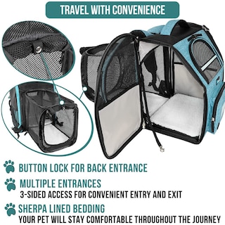 Foto 4 | Foto 4 | Mochila Transportadora De Mascotas Petami Expandible Para Viajes, 8 Kg, Color Verde Azulado - Venta Internacional.