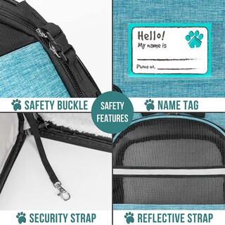 Foto 5 | Foto 5 | Mochila Transportadora De Mascotas Petami Expandible Para Viajes, 8 Kg, Color Verde Azulado - Venta Internacional.
