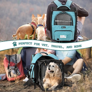 Foto 7 | Foto 7 | Mochila Transportadora De Mascotas Petami Expandible Para Viajes, 8 Kg, Color Verde Azulado - Venta Internacional.