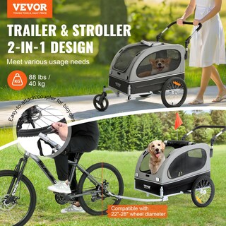 Foto 2 | Foto 2 | Carrito 2 En 1 Para Mascotas Vevor Con Remolque De Bicicleta Para Perros, De Hasta 40 Kg - Venta Internacional.