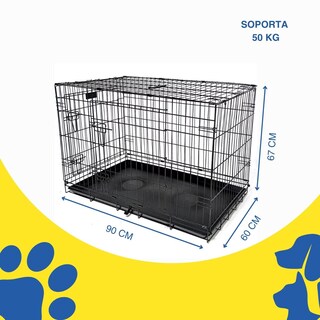Foto 7 | Foto 7 | Jaula Metálica para Mascotas Poli Pets PP-JPM01BK-90CM Negro 90 CM Plegable Tamaño Grande