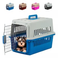 Jaula Transportadora Perro Gato Mascota Viaje 31x48x31cm Azul