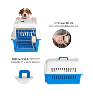 Foto 3 | Foto 3 | Jaula Transportadora Mascotas Rectangular Belug, Azul Cielo Blanco