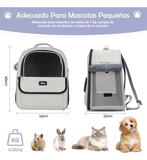Foto 2 | Foto 2 | Mochila Trasportadora Belug Para Mascotas Gris Cierre Negro