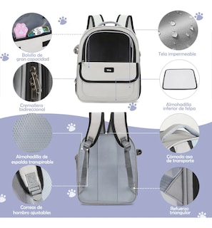 Foto 3 | Foto 3 | Mochila Trasportadora Belug Para Mascotas Gris Cierre Negro