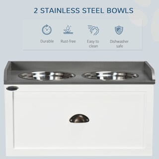 Foto 6 | Foto 6 | Cuencos Elevados Para Perros Pawhut Grandes Con Cajón De Almacenamiento De 2 Litros De Capacidad - Venta Internacional.