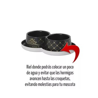 Foto 2 | Foto 2 | Plato Perro 2x350ml Gato Doble Anti-hormiga Luxury Negro