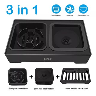 Foto 3 | Foto 3 | Comedero Elevado Para Perro Perros Mascota,altura Ajustable Eo Safe Imports Esi-11551-1 Negro