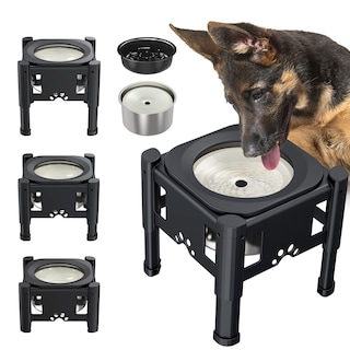 Foto 1 | Foto 1 | Bebedero Elevado Para Perros Lewondr, No Derrame, 2,5 L, Con Alimentador Lento - Venta Internacional.