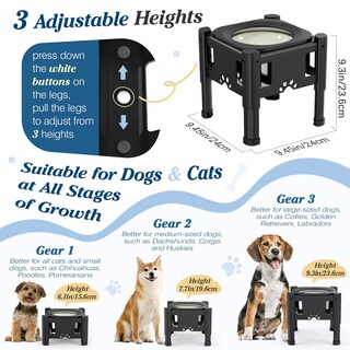 Foto 3 | Foto 3 | Bebedero Elevado Para Perros Lewondr, No Derrame, 2,5 L, Con Alimentador Lento - Venta Internacional.