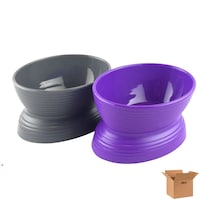 Set 2 Platos  Lab.g  Mascotas Gris Y Morado