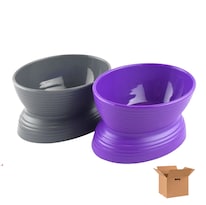 Set 2 Platos Belug Mascotas Gris Y Morado