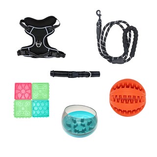 Foto 1 | Foto 1 | A Pets Life Set De Platos De Alimentación Lenta Para Perros, Collar Y Arnés Tipo T (mediano)