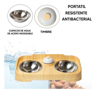 Foto 3 | Foto 3 | Jauz Improvement Comedero Para Perros Y Gatos Doble Cuenco + Campana Color Amarillo 2 En 1 (mod. J0177)