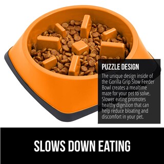 Foto 3 | Foto 3 | Cuenco Para Perros Slow Feeder Gorilla Grip, 2 Tazas, Naranja, 100% Libre De Bpa - Venta Internacional.