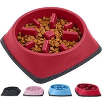 Cuenco Para Perros Slow Feeder Gorilla Grip, 1 Taza, Rojo, 100% Libre De Bpa - Venta Internacional.