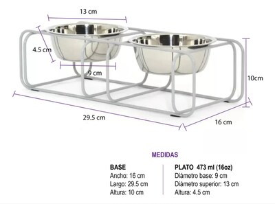 Foto 3 | Foto 3 | Tazon Doble Xtellar Comedero Para Perro Gato Base Metal Elevada 16oz Color Plata